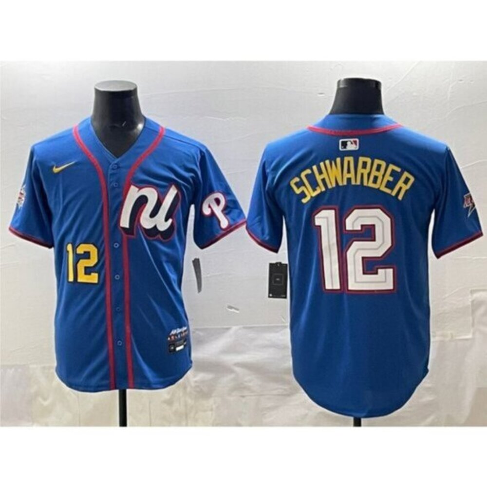 Mens Youths Kids Kyle Schwarber Blue Stitched 2025 All Star Jersey